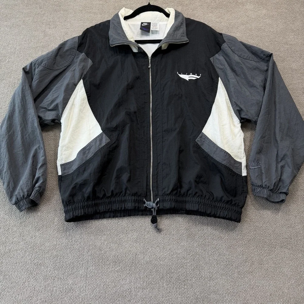 Vintage Nike Flight Windbreaker Track Jacket Men's Size Large Gray Black White